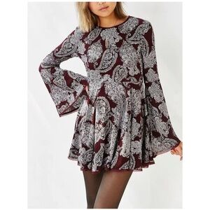 Paisley Flare Sleeve Dress